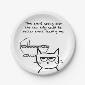 The Cat and the New Baby - Funny Baby Shower Paper Plates