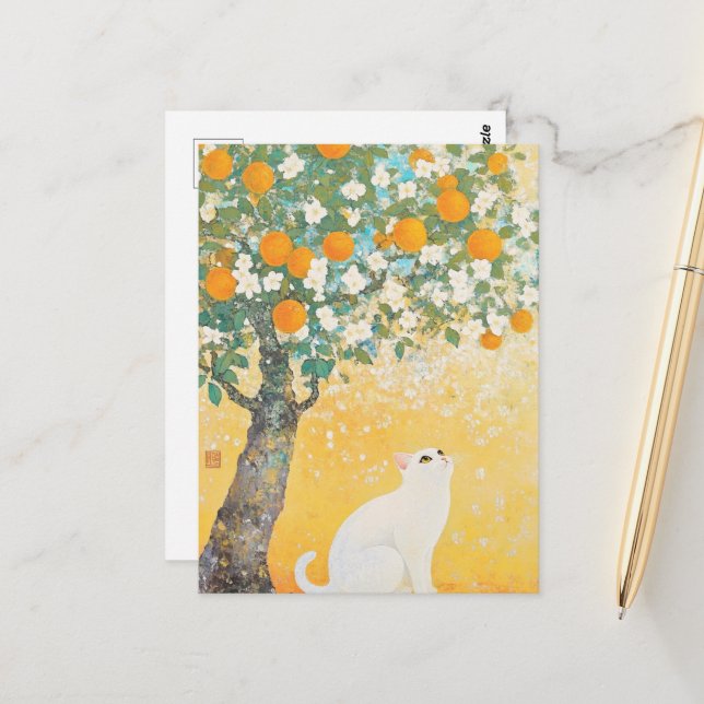 The Cat and the Orange Tree Postcard (Front/Back In Situ)