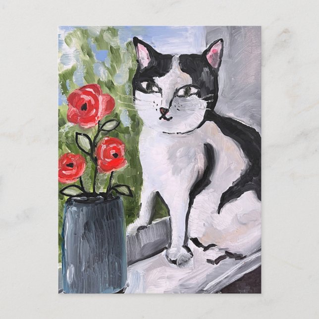 The cat and the poppies postcard (Front)