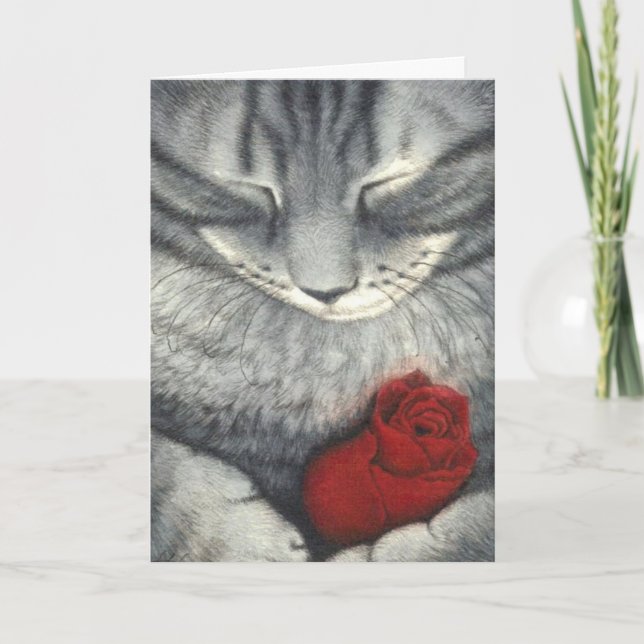 The Cat and the Rosebud Pet Sympathy Card (Front)