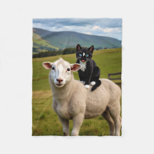 The Cat and the Sheep – Felini’s Country Ride Fleece Blanket
