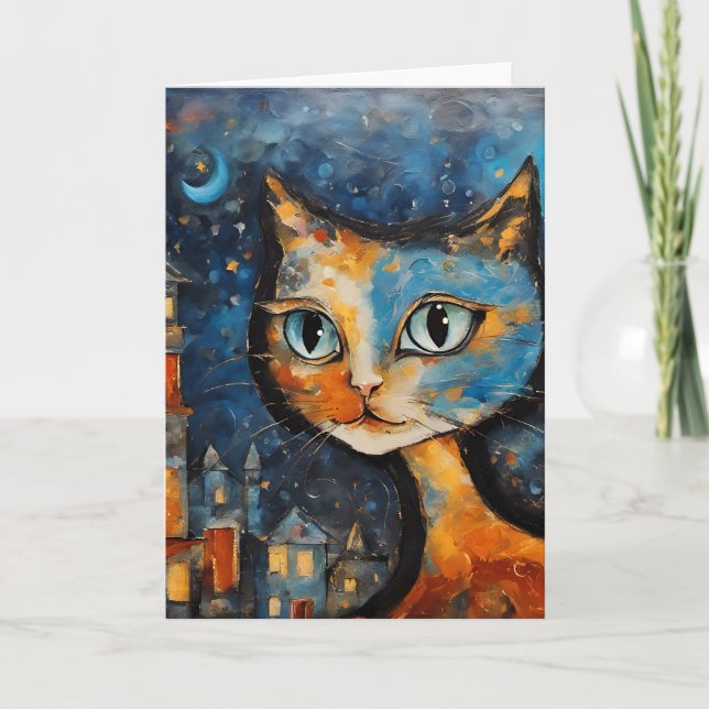 The Cat at Night in the City Card (Front)