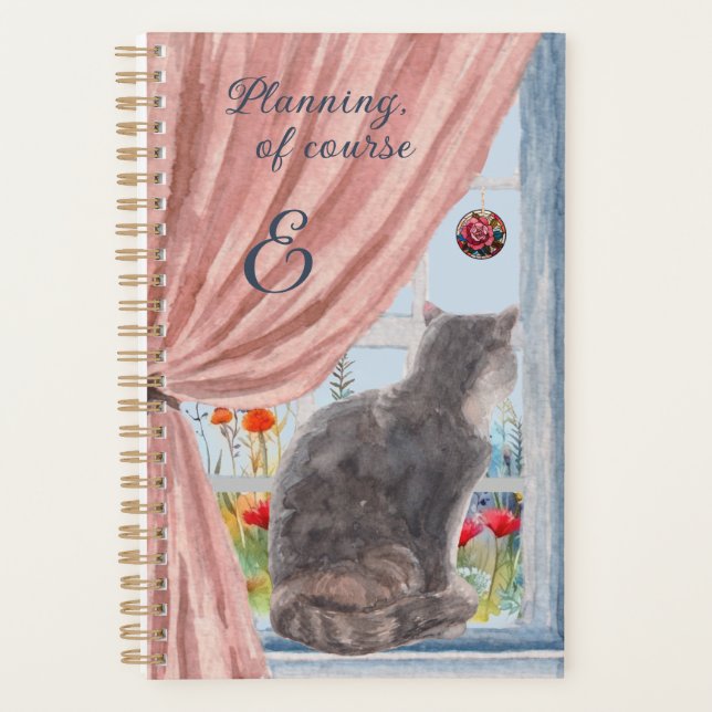 The Cat at the Window Scenic Flowers Calendar Planner (Front)