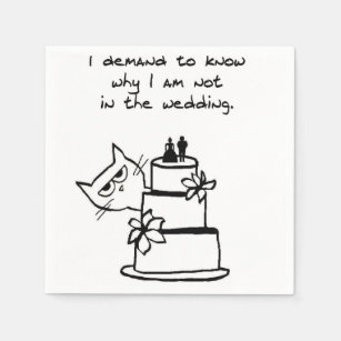 The Cat Crashes the Wedding - Funny Wedding Shower Paper Napkins