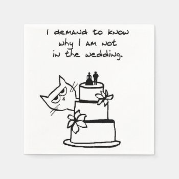 The Cat Crashes The Wedding - Funny Wedding Shower Paper Napkins by FunkyChicDesigns at Zazzle
