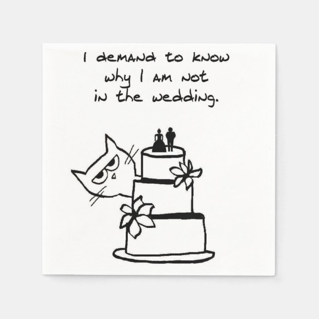 The Cat Crashes the Wedding - Funny Wedding Shower Paper Napkins (Front)