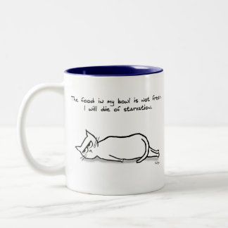 The Cat Demands Fresh Food - Funny Cat Gift Two-Tone Coffee Mug