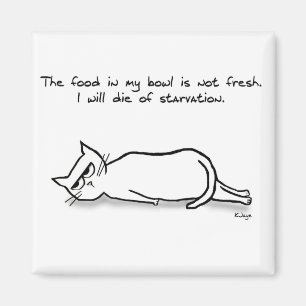 The Cat Demands Fresh Food - Funny Cat Magnet