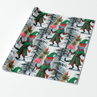 The Cat forest Elf Merry christmas wrapping paper