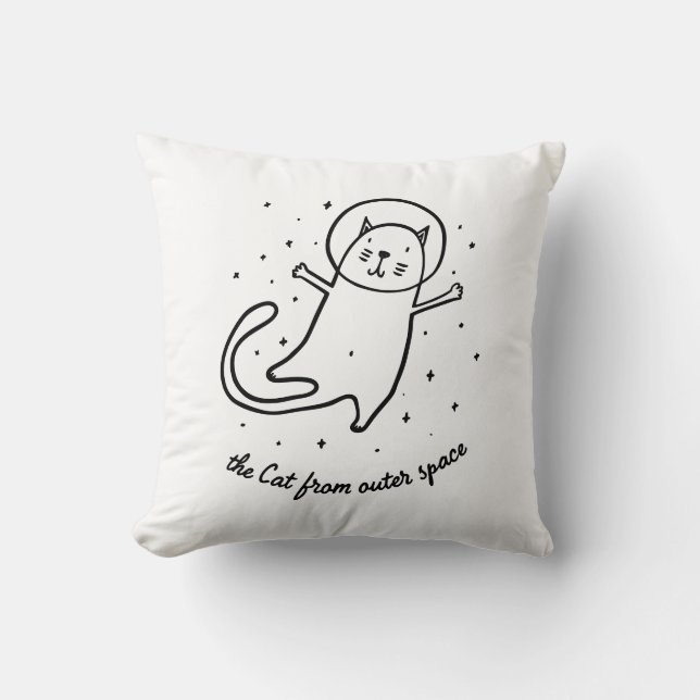 The Cat From Outer Space Decorative Throw Pillow (Front)