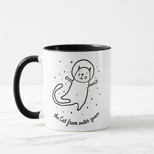 The Cat From Outer Space - Funny Astronaut Kitty Mug (Left)