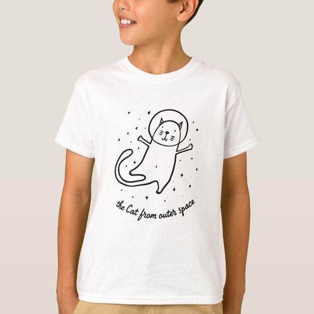 The Cat From Outer Space Funny Astronaut Kitty T-Shirt (Front)