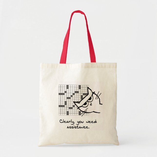 The Cat Helps with the Crossword - Funny Cat Tote (Front)