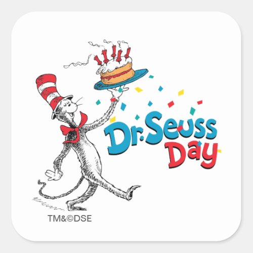 The Cat in the Hat  Dr Seuss Day Square Sticker