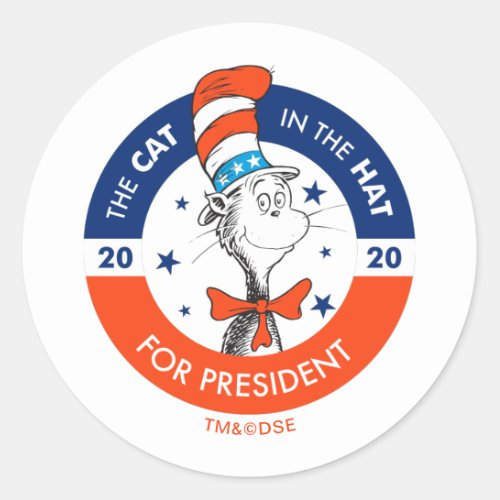 The Cat in the Hat for President Classic Round Sticker