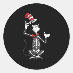 The Cat In The Hat Skeleton Hat’s Off Halloween Pr Classic Round Sticker