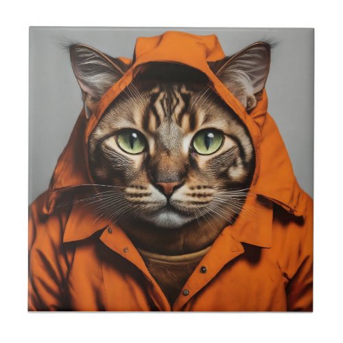 The Cat in the Hood Ceramic Tile