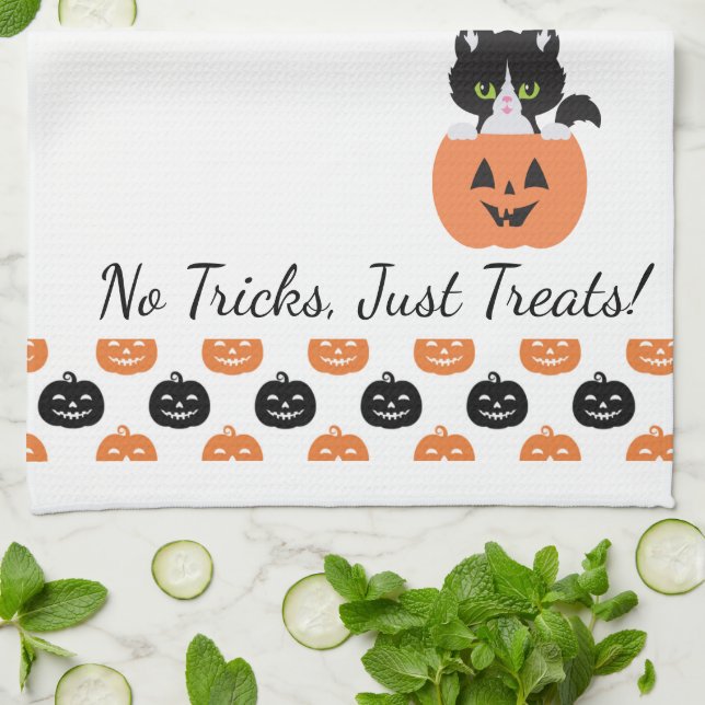 The Cat In The Pumpkin Kitchen Towel (Folded)