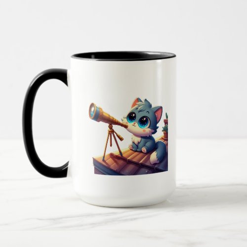 The cat is busy observing the stars mug