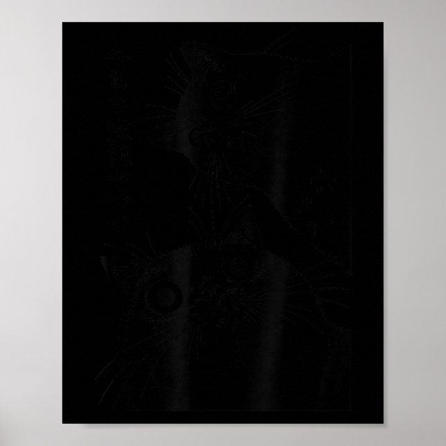 The Cat Is Watching Today Funny Japanese Black Cat Poster (Front)