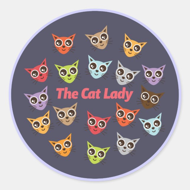 The Cat Lady Classic Round Sticker (Front)