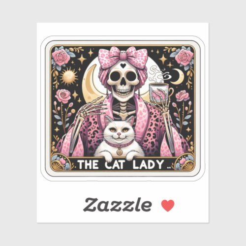 The Cat Lady Skeleton _ Funny Pastel Goth Sticker