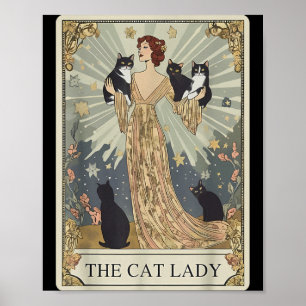 The Cat Lady Tarot Card Skeleton Cat Mom Cat Lover Poster