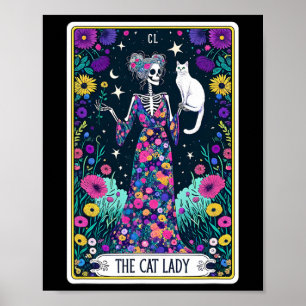 The Cat Lady Tarot Card Skeleton Mothers Day Cat L Poster