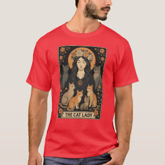 The Cat Ladyarot Card Funny Witchy Gothic Cat Mome T-Shirt
