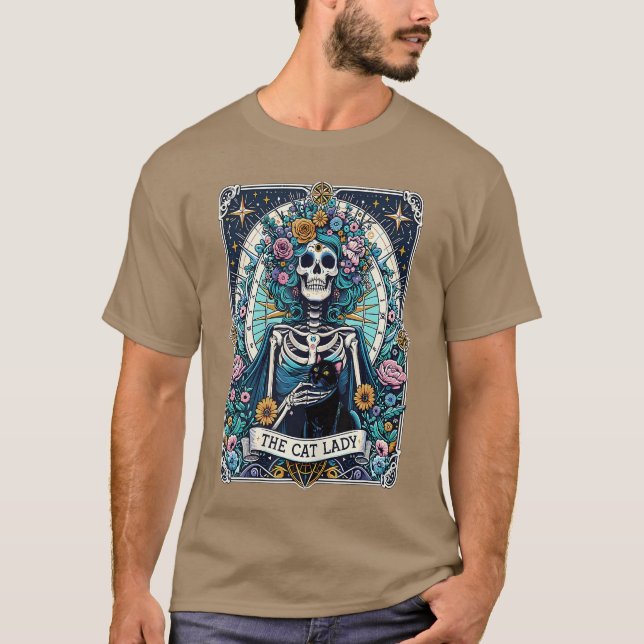 The Cat Ladyarot Card Skeleton Cat Mom Cat Lover f T-Shirt (Front)