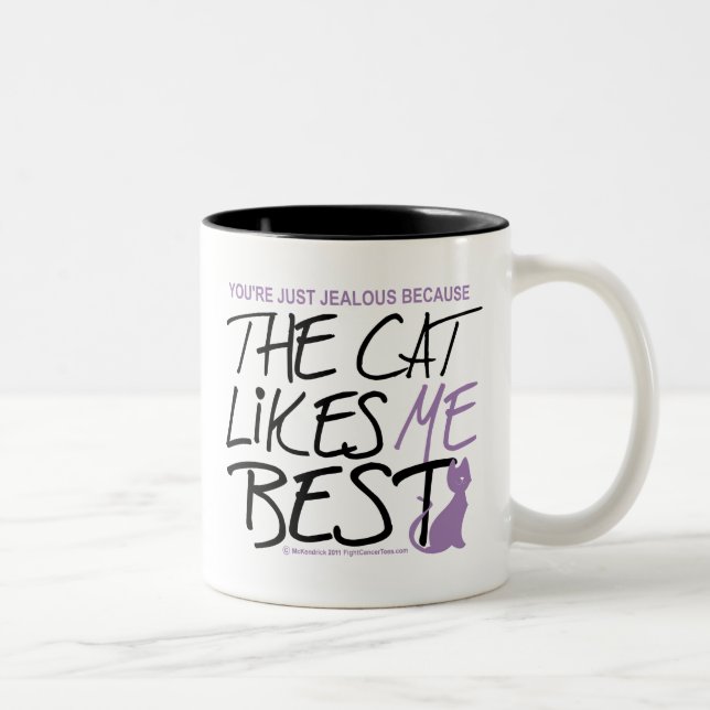 The Cat Likes Me Best Two-Tone Coffee Mug (Right)