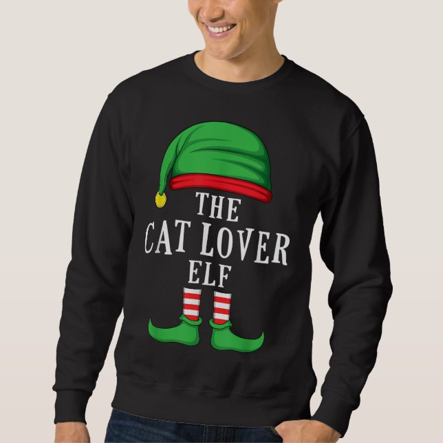 The Cat Lover Elf Christmas Family Matching Group  Sweatshirt (Front)