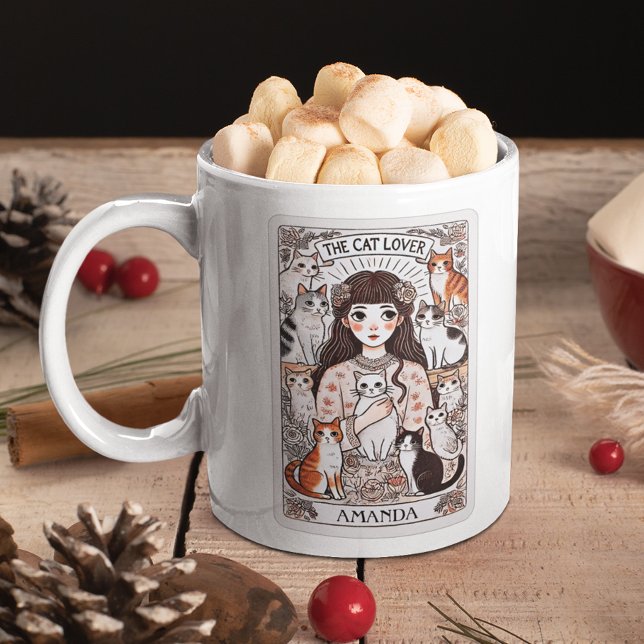 The Cat Lover Tarot Card Custom Name Coffee Mug (Creator Uploaded)