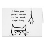 The Cat Loves Chewing Power Cords - Funny Cat Card (Front Horizontal)