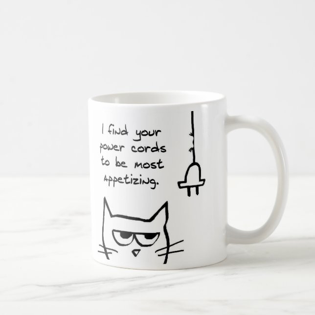 The Cat Loves Power Cords - Funny Cat Mug (Right)