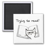 The Cat Makes It Impossible To Read - Funny Magnet at Zazzle