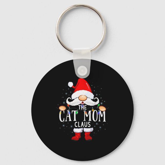 The Cat Mom Claus Christmas Matching Pajama Men Wo Keychain (Front)