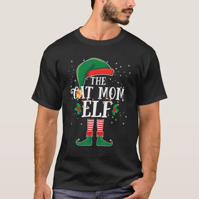 The Cat Mom Elf Family Group Matching Christmas Pa T-Shirt (Front)