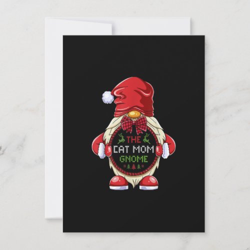 The Cat Mom Gnome Matching Family Group Christmas Invitation