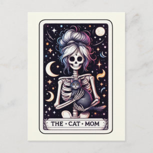 The Cat Mom Tarot Art Witchy Skeleton Postcard