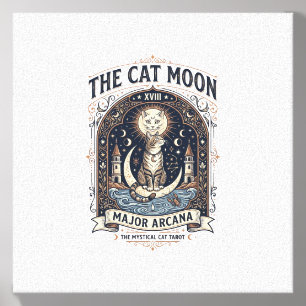 The Cat Moon Cat Tarot Card Major Arcana Vintage V Canvas Photo Tile