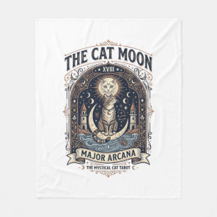 The Cat Moon Cat Tarot Card Major Arcana Vintage V Fleece Blanket