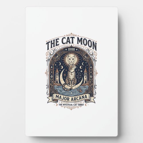 The Cat Moon Cat Tarot Card Major Arcana Vintage V Plaque