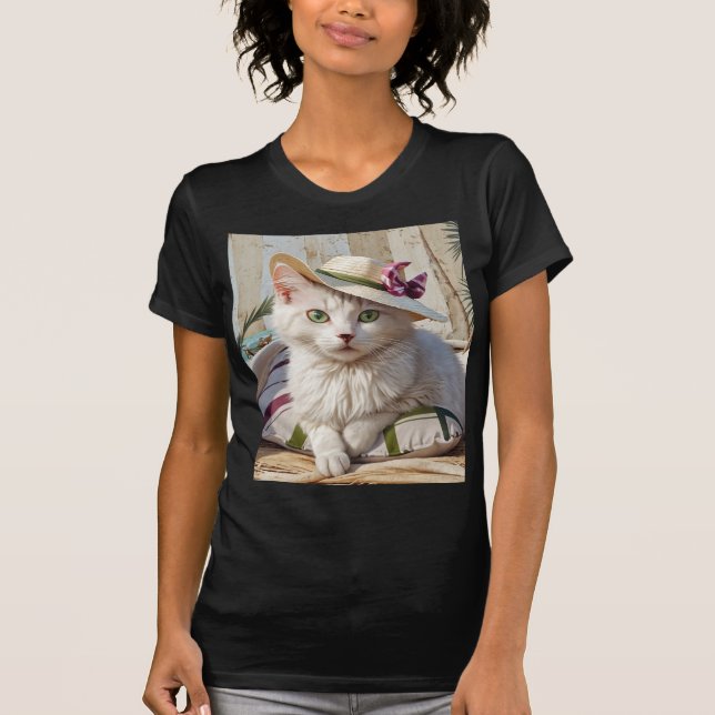 The cat on the beach. T-Shirt (Front)