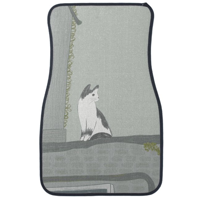 The cat on the fence car floor mat (Front)