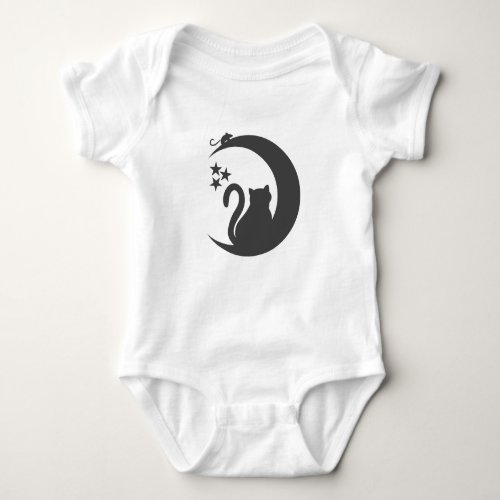 The cat on the Moon _ Choose background color Baby Bodysuit