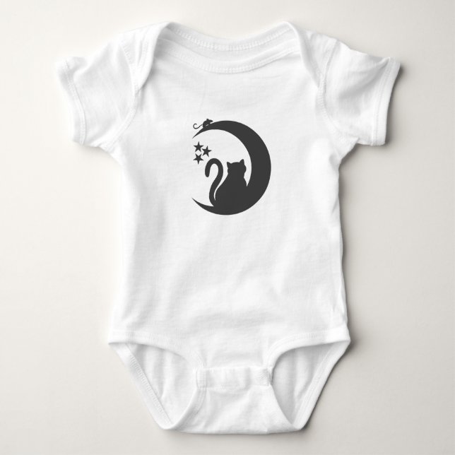 The cat on the Moon - Choose background color Baby Bodysuit (Front)
