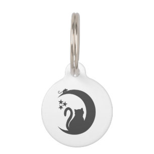 The cat on the Moon - Choose background color Pet ID Tag