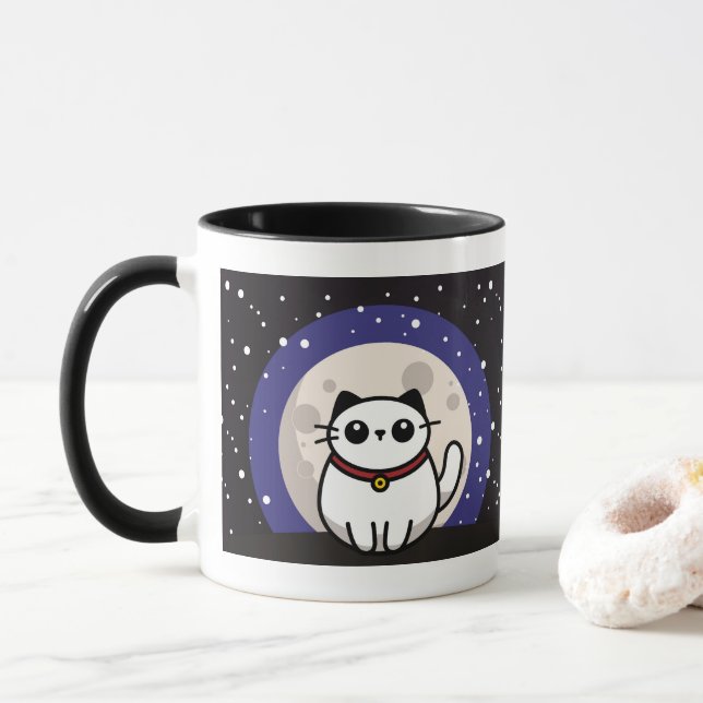 The Cat on the Moon Mug (With Donut)