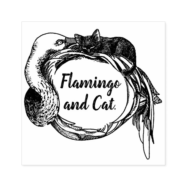 The Cat Sleeping In Flamingo Rubber Stamp (Imprint)